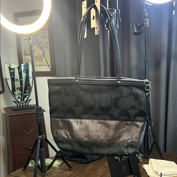 Chic Black and Silver Tote Bag - Picture 1 of 6